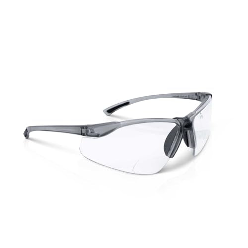 Safety Glasses with Readers - Wraparound Bifocal 2.5x Magnification