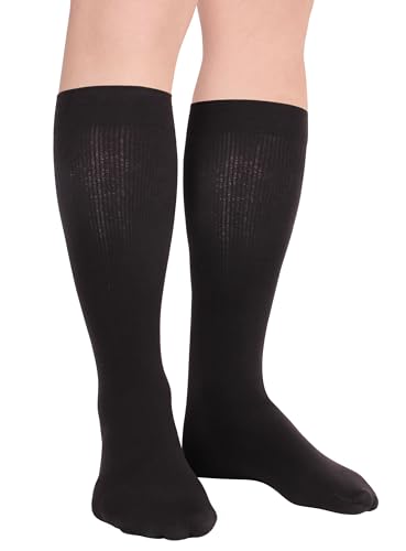 Duufin 8-Pair Youth Knee-High Socks – Soccer, Baseball & Football Team Color Combo (8-10 Years, Black/White/Red/Navy)