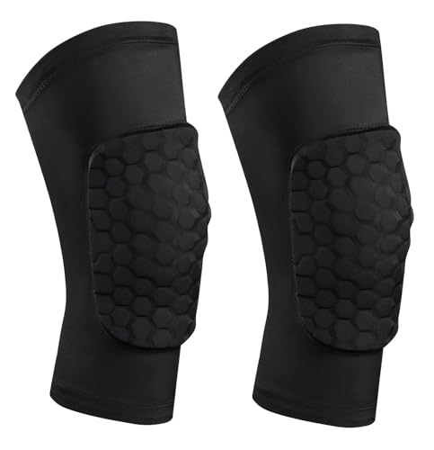 Knee Compression Sleeves - 2 Pack Light EVA Honeycomb - Black, Medium