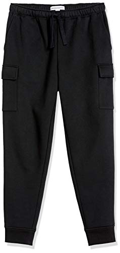 Amazon Essentials Men's Relaxed Fit Cargo Fleece Jogger Sweatpants Medium Black