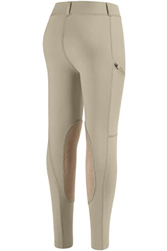 Kids Horse Riding Pants with Zipper Pockets - Medium Khaki