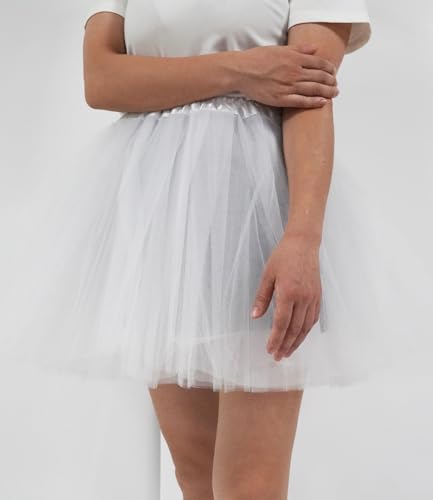 5-Layer Tulle Tutu Skirt for Women & Teens - White, 3X-Large
