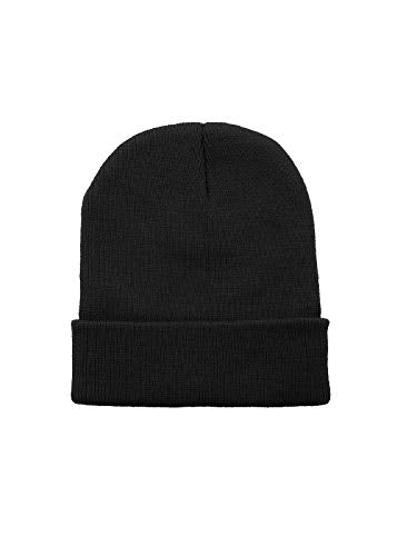 Soft Black Beanie Hat for Men & Women - One Size