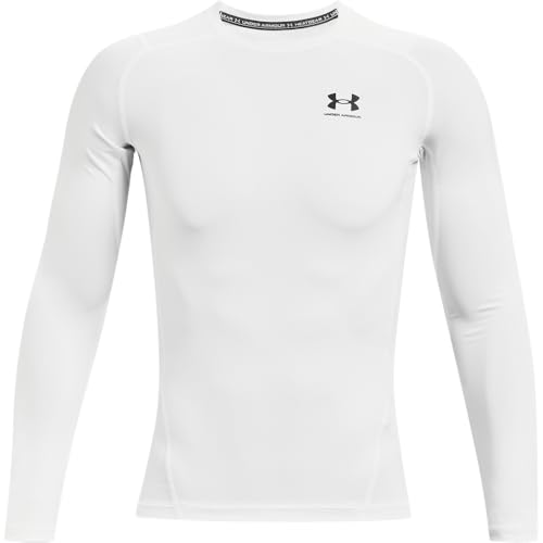 Under Armour Men's HeatGear Compression Long-Sleeve T-Shirt Medium White/Black