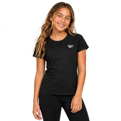 Girls Performance Short Sleeve Athletic Crewneck T-Shirt - Black, Size 7