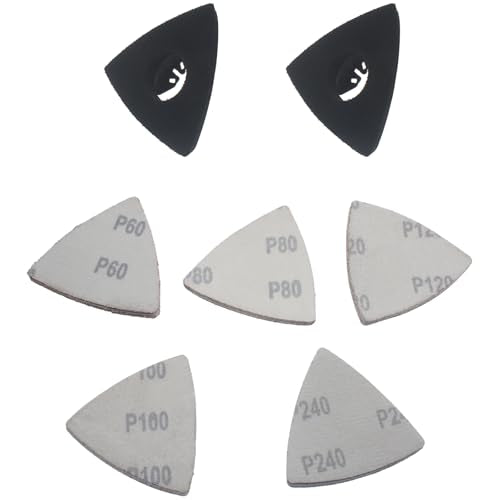 27 PCS Triangle Sanding Pad Kit 2 PCS 80 MM Triangle Oscillating Tool Sanding Pads and 25 Triangle Sandpaper for Sanding and Polishing Wood