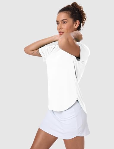 UPF 50+ Women's Short Sleeve Workout Tops - White, 3X-Large