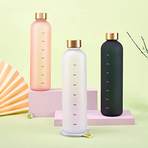 Eforcase 32 oz Water Bottle with Time Marker – Tritan, White (1 L)