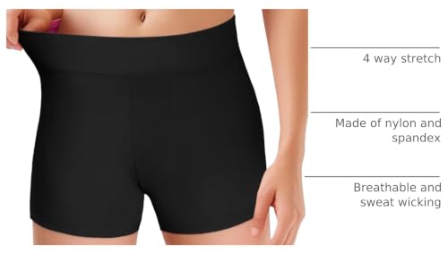 Girls High Waisted Athletic Shorts - Dance & Volleyball - 7-8 Years / Black