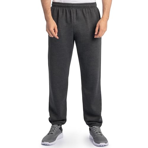 Fruit of the Loom Eversoft Fleece Sweatpants Large Black Heather Relaxed Fit Pockets