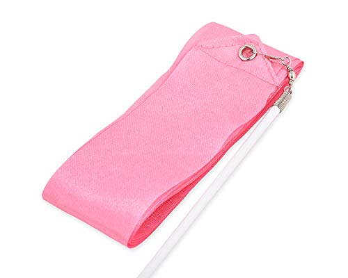4-Yard Pink Dance Ribbons with Wands for Rhythmic Gymnastics