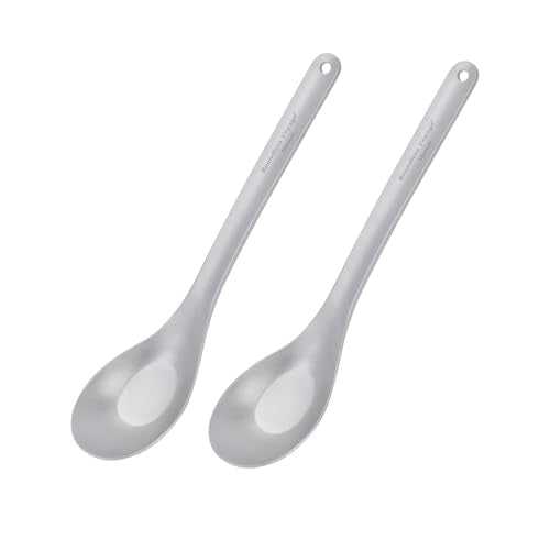 iBasingo Titanium Camping Spoon 2-Pack - Lightweight, Deep-Bowl, Portable for Hiking & Backpacking, Model Ti1029T
