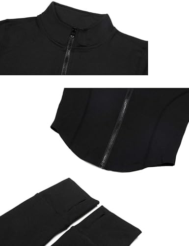 Lightweight Full Zip Running Track Jacket - Medium Black