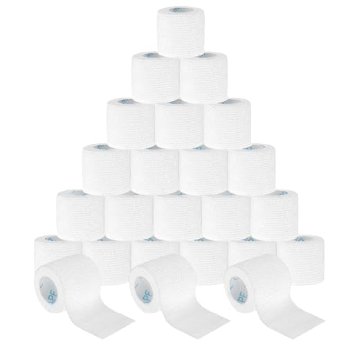 OK TAPE 24 Rolls Self-Adhesive Bandage Wrap 2in White – Cohesive Elastic Athletic Tape