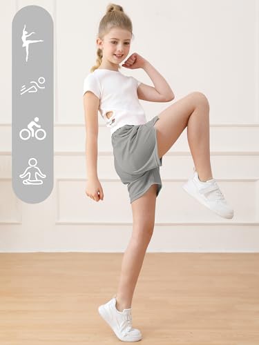 Resinta Youth Athletic Mesh Shorts for Kids - Basketball & Soccer Gymwear, Black/Gray/Pink, 6-7 Years