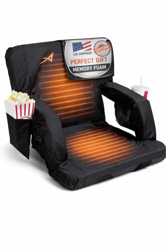 Heated Stadium Seat with Back Support - Double Heated 20"