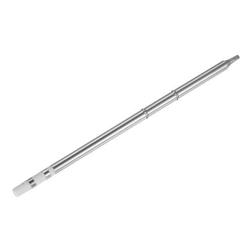 HARFINGTON Soldering Iron Tips T12-D24 Flat Edge 2.5mm Chisel Width Nickel-Plated Solder Welding Replacement Tip for Electrical Solder Station, Silver