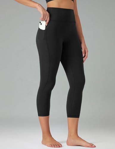 Colorfulkoala Dreamlux No Front Seam Capri Leggings with Pockets - Black, Large