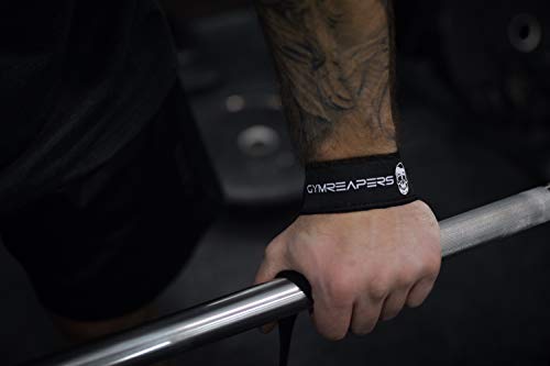 Wrist Straps for Weightlifting - Padded Neoprene, 18" Cotton - Black