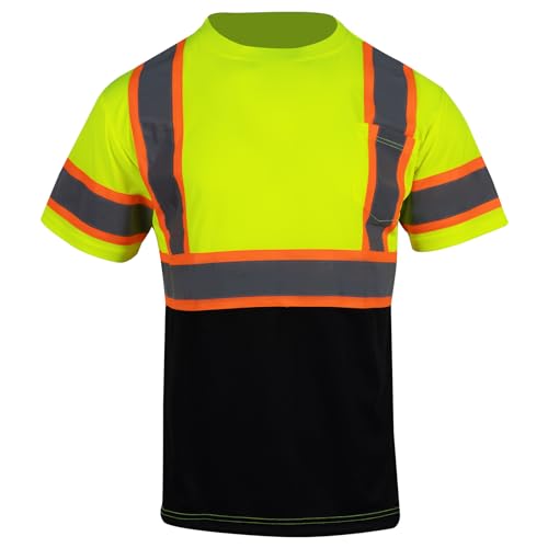 VENDACE 3pcs Safety Reflective High Visibility Shirts for Men ANSI Class 3 Hi Vis Construction Work T Shirts Short Sleeve