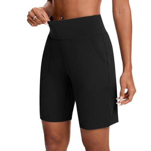 ZKIEYS Women's High Waisted Bermuda Shorts with Zipper Pocket X-Large Black