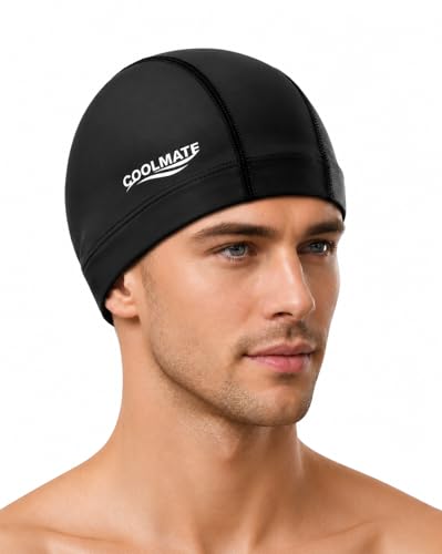 Fabric Swim Cap - Lightweight, Comfortable, Black - Large