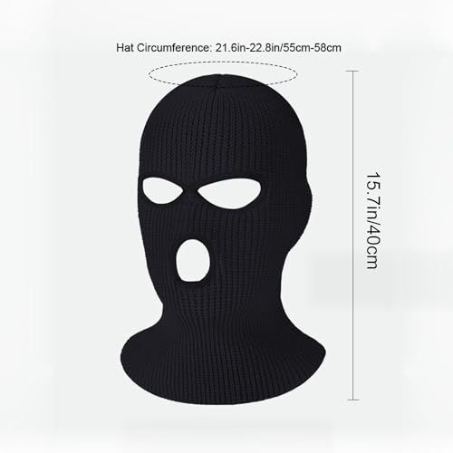 Three Hole Ski Mask - Thermal Full Face Cover for Winter