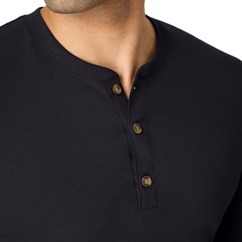 Hanes Originals Men's Tri-Blend Long Sleeve Henley T-Shirt – Black, Large