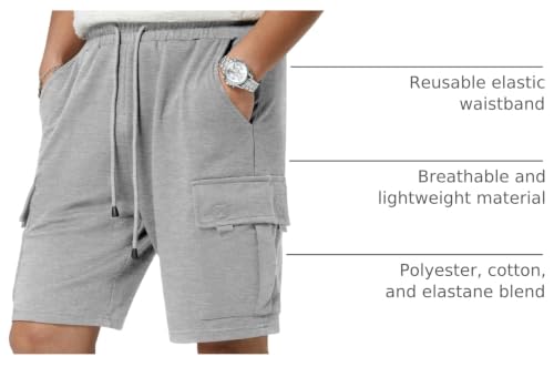 Mens Casual Cargo Shorts with Drawstring Elastic Waist – 5-Pocket Gym Jogger