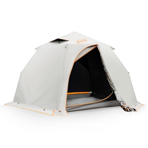 OutdoorMaster 2 Person Pop Up Camping Tent - White, Waterproof 3-Season Shelter