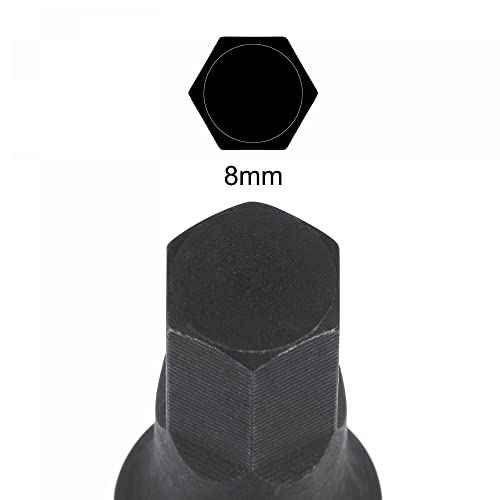 uxcell 8mm Impact Hex Bit Socket, 1/4" Square Drive 35mm Length CR-MO Metric Sizes 2 Pcs
