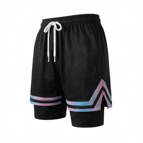 Men's 2 in 1 Athletic Running Shorts - Breathable Compression - Black, 3X-Large