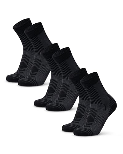 Danish Endurance Merino Wool Socks for Men & Women, Light Hiking Socks - Black, Large