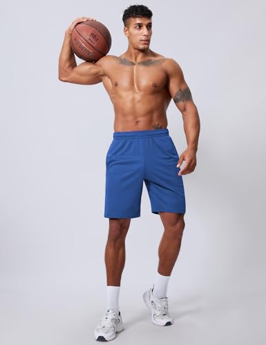 Vlynor Men's Athletic Shorts 9 Inch Inseam Blue - Quick Dry Mesh Gym Running