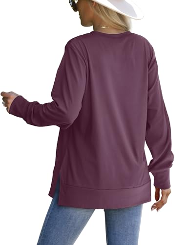 Saloogoe Women's Fall Purple Sweatshirt XL | Long Sleeve Casual Top