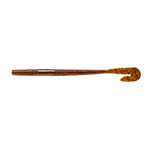 U-Tail Soft Plastic Swimming Worm - 6 Inch - Green Pumpkin/Neon Flake