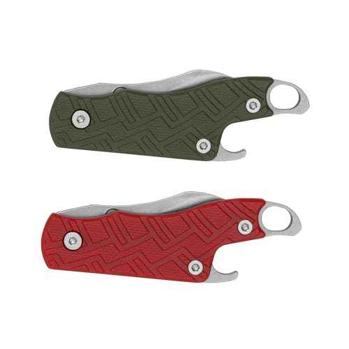 Kershaw Cinder 2 Pack, Red & Olive Handles, Perfect Keychain Pocket Knife, Lightweight for Keys, Carabiners, and More