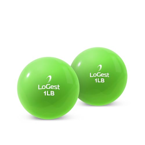 Logest 1LB Pair Weighted Toning Exercise Balls - Durable PVC Sand-Filled Gym Equipment