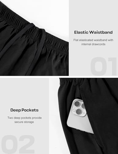 Men's 9'' Quick Dry Athletic Shorts - Lightweight Gym Shorts with Pockets - Medium/Black