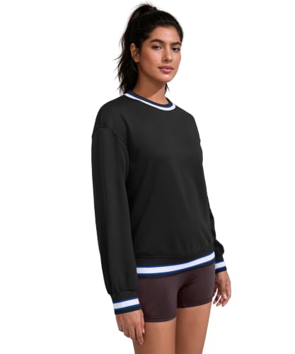 Women's Oversized Cotton Y2K Sweatshirt - Black, Small
