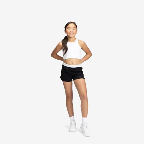 Soffe Youth Girls Cheer Shorts, Athletic Cotton Blend, 2.75” Inseam,