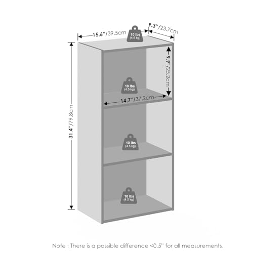 Furinno Reed Closet Organizers and Storage, 3-Tier Closet Organizer, Open Shelf Closet Storage, for Wardrobe, Bedroom, Living Room, White