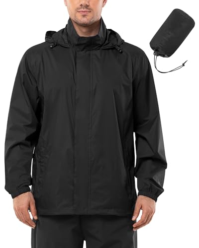 Outdoor Ventures Men's Rain Jacket Waterproof Lightweight Packable