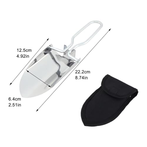 Folding Camping Shovel - Stainless Steel Outdoor Tool - Silver