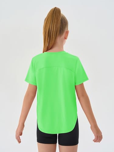 Haloumoning Girls Athletic Shirt, Short Sleeve, Green, 7-8 Years (5-14 yrs)