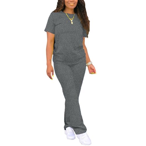 Nimsruc Women's Two Piece Casual Jogging Suit Set Dark Grey XL