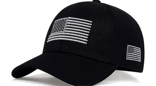 USA Flag Baseball Cap - Unisex Patriotic Hat - Black