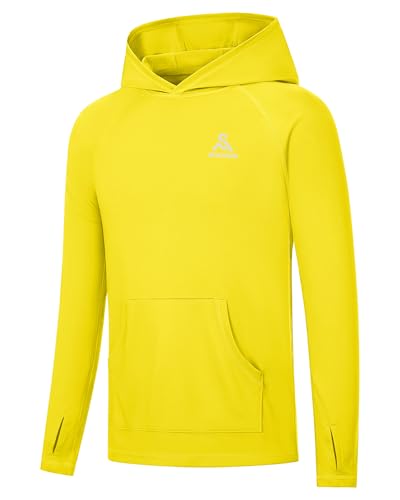 Boys UPF 50+ Long Sleeve Rash Guard Hoodie - Gold, Small