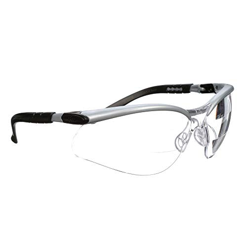 3M Safety Glasses, BX Dual Readers, +1.5, ANSI Z87, Anti-Fog Clear Lens, Gray/Black Frame, Adjustable Length Temples and Lens Angle