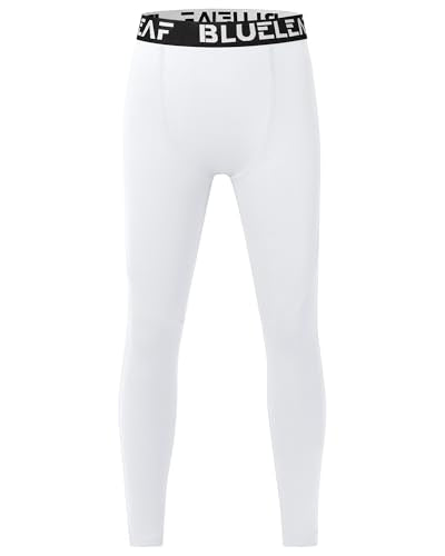 Youth Athletic Compression Leggings - Quick Dry - Medium White